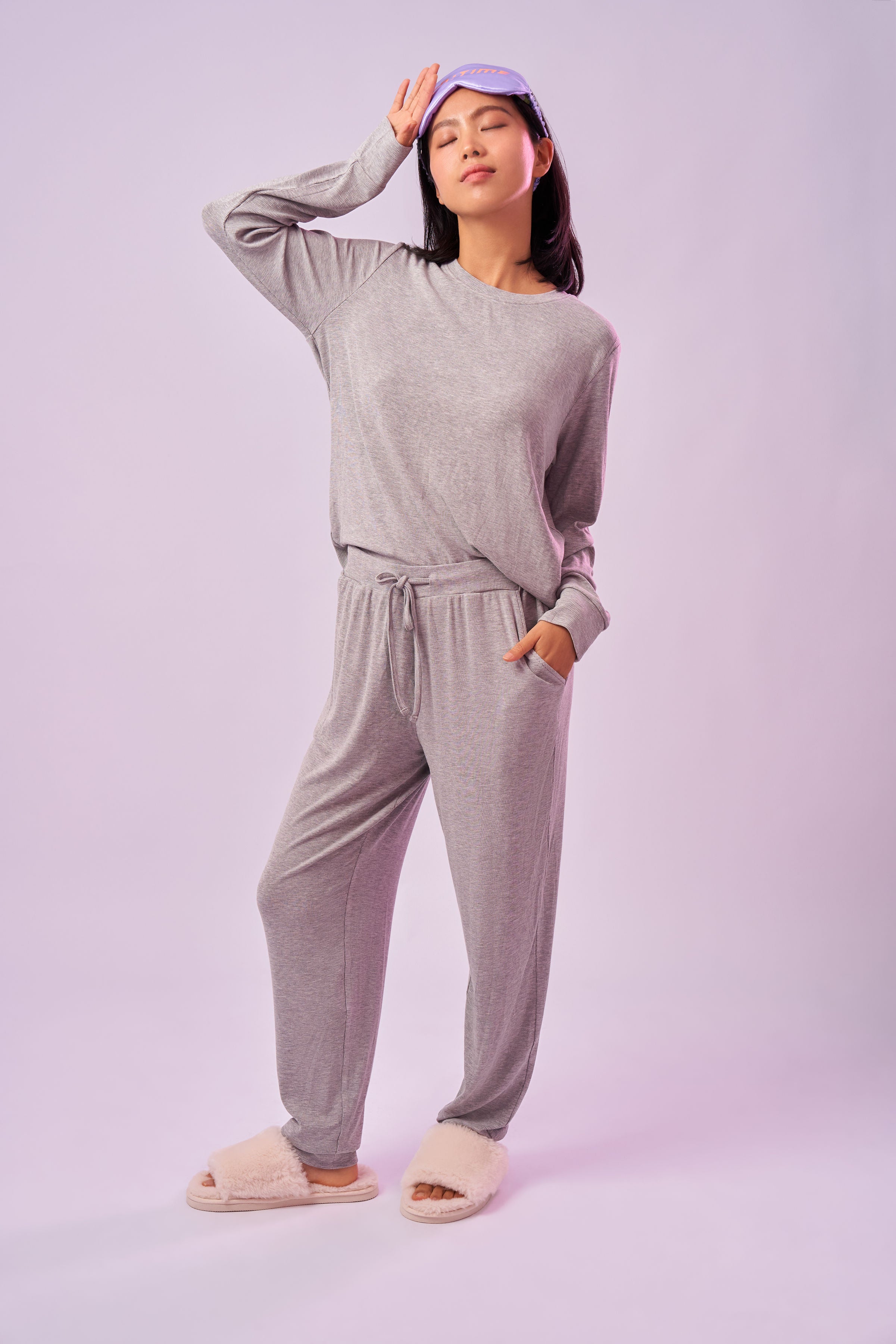 Bamboo Rib-Knit Wide Leg Pyjama Pants