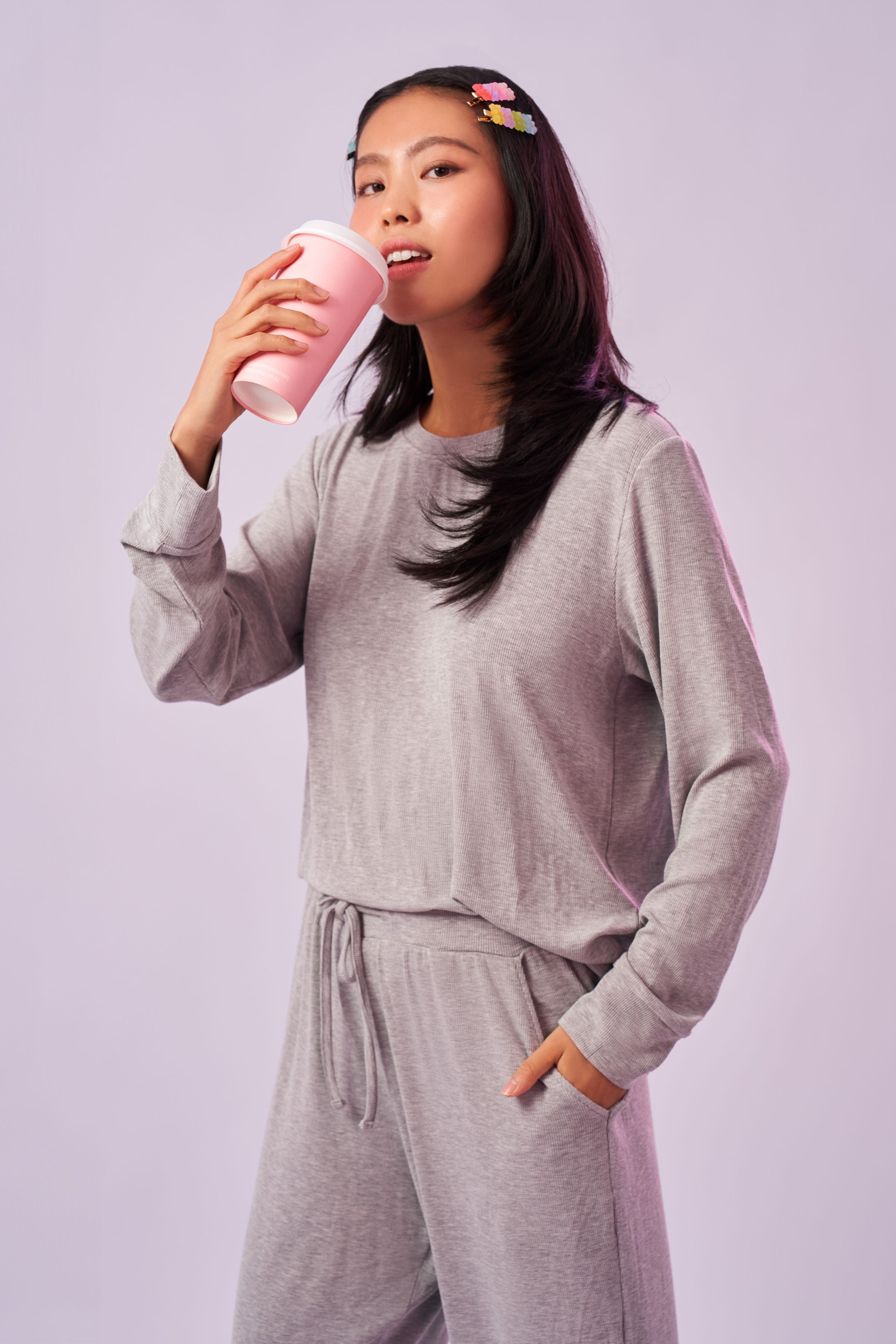 Bamboo Rib-Knit Long Sleeve Pyjama Top