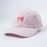 Pink Bow Pastel Embroidered Cap