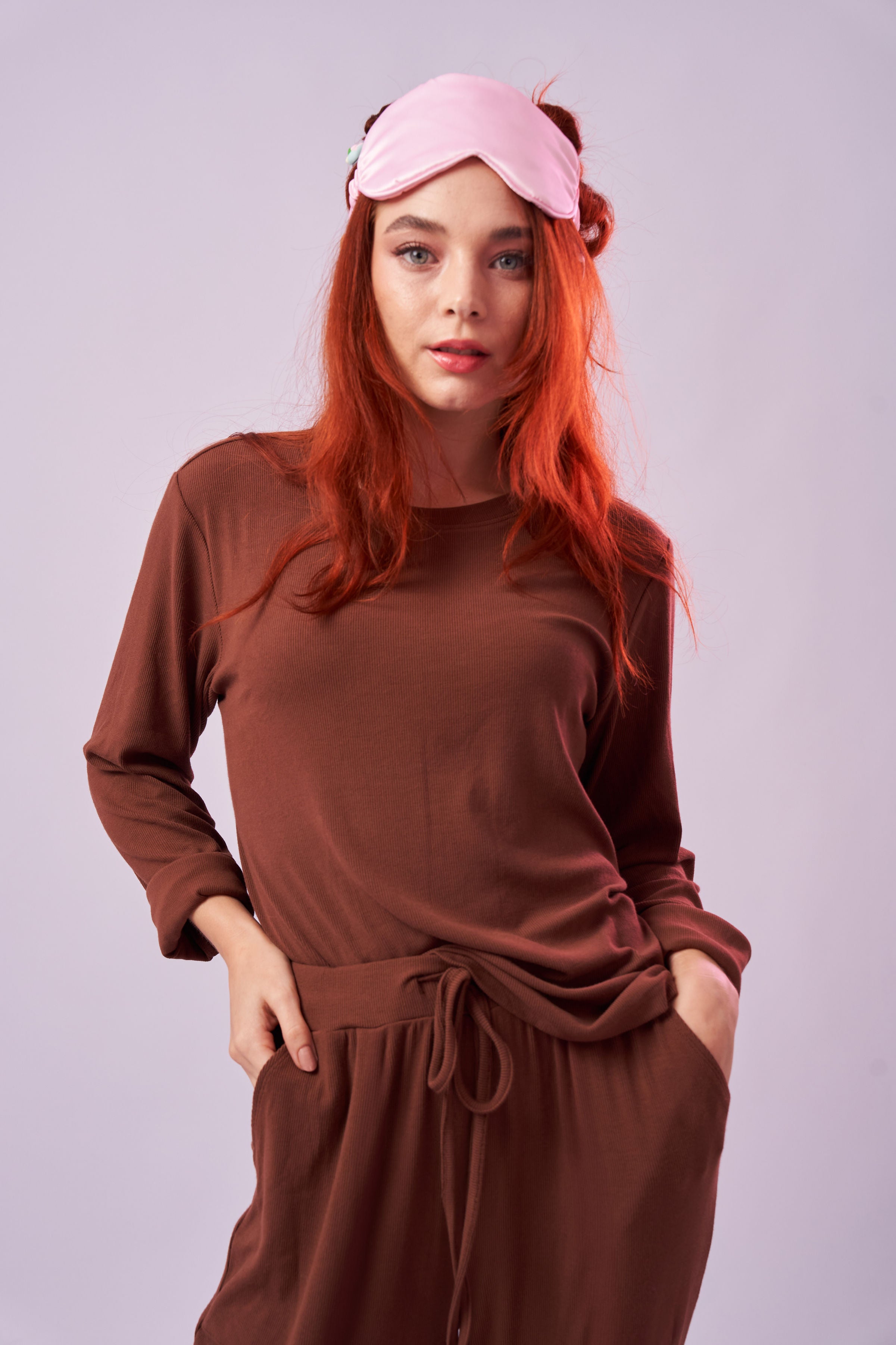 Bamboo Rib-Knit Long Sleeve Pyjama Top