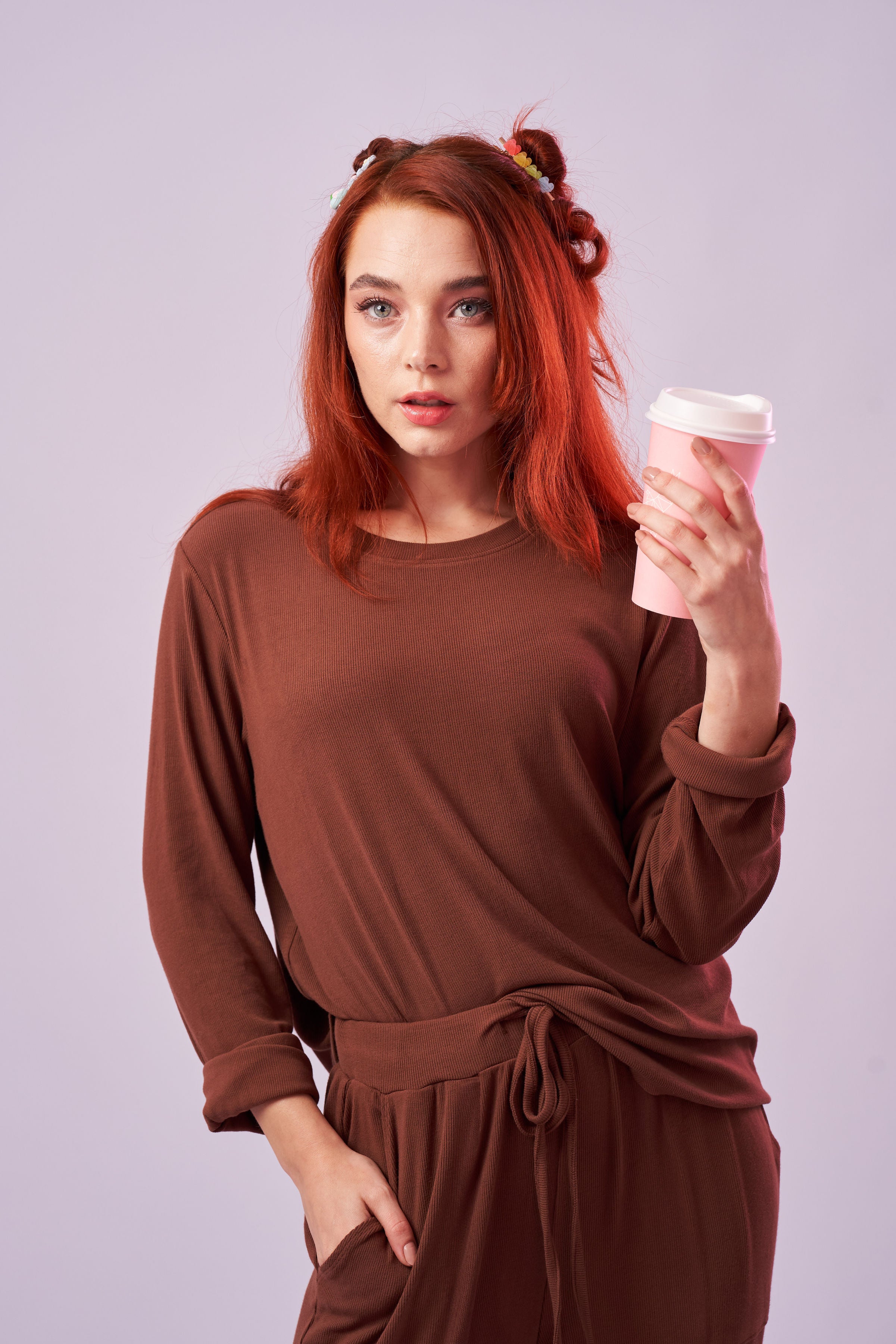 Bamboo Rib-Knit Long Sleeve Pyjama Top