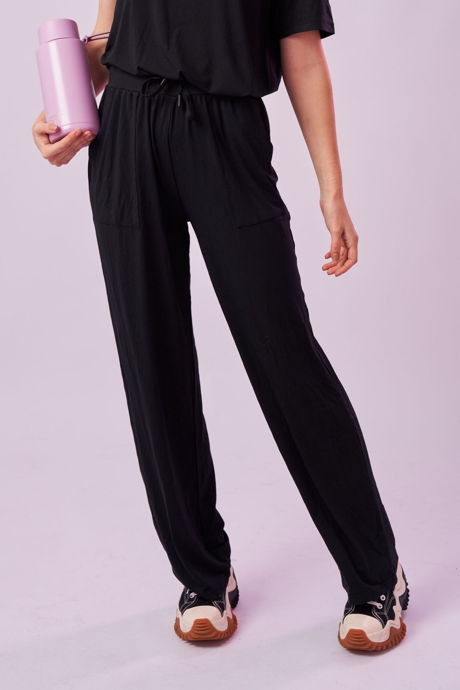 Bamboo Rib-Knit Wide Leg Pyjama Pants
