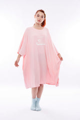 Bamboo oversized tshirt pink keys to happiness two pockets full length